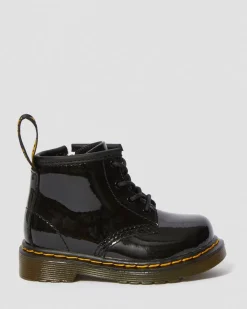 Boots 1460 en cuir verni à lacets pour bébé in Noir