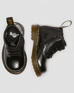 Boots 1460 en cuir verni à lacets pour bébé in Noir