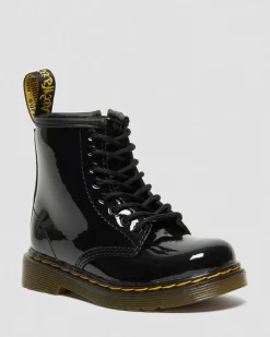 Boots 1460 en cuir verni à lacets pour tout-petit in Noir