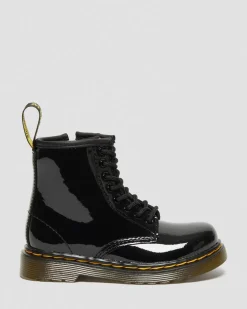 Boots 1460 en cuir verni à lacets pour tout-petit in Noir