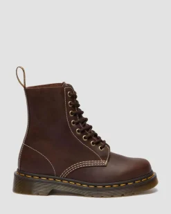 Boots 1460 en cuir Wyoming à lacets in Marron Foncé