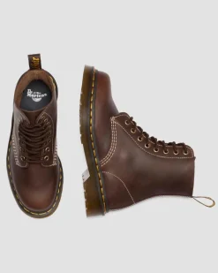 Boots 1460 en cuir Wyoming à lacets in Marron Foncé