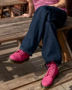 BOOTS 1460 EN MILLED NUBUCK À LACETS in Rose
