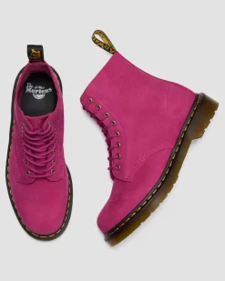 BOOTS 1460 EN MILLED NUBUCK À LACETS in Rose