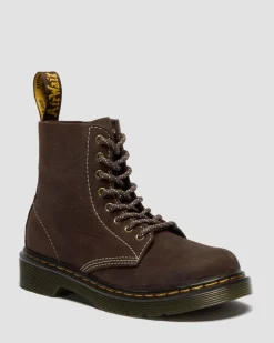Boots 1460 en Tumbled Nubuck Junior in Marron Foncé