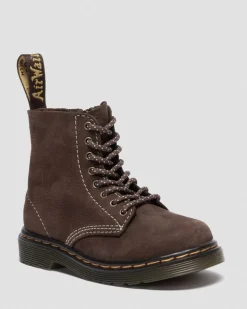 Boots 1460 en Tumbled Nubuck pour tout-petit in Marron Foncé
