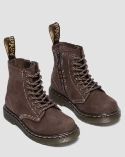 Boots 1460 en Tumbled Nubuck pour tout-petit in Marron Foncé
