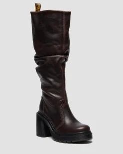 BOOTS HAUTES KASEY EN CUIR À TALONS in Marron Foncé