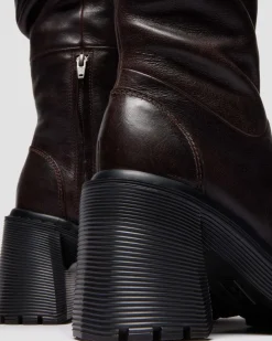 BOOTS HAUTES KASEY EN CUIR À TALONS in Marron Foncé