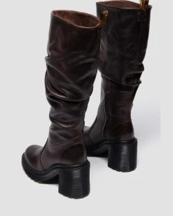 BOOTS HAUTES KASEY EN CUIR À TALONS in Marron Foncé