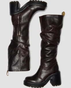BOOTS HAUTES KASEY EN CUIR À TALONS in Marron Foncé