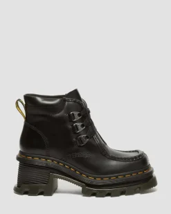Boots à 3 œillets Corran en cuir Atlas à talons in Noir