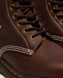 Boots 1460 Pascal en cuir Flower Grizzly in Marron Foncé