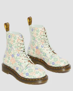 Boots 1460 Pascal Floral en cuir reconditionné in Crème Nuage