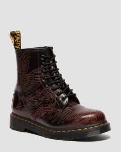 Boots 1460 Phoenix en cuir Arcadia Rub Off in Rouge Cherry Red