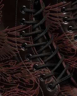 Boots 1460 Phoenix en cuir Arcadia Rub Off in Rouge Cherry Red