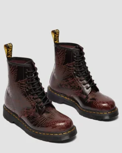 Boots 1460 Phoenix en cuir Arcadia Rub Off in Rouge Cherry Red