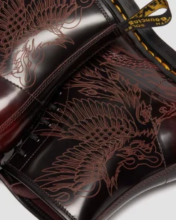 Boots 1460 Phoenix en cuir Arcadia Rub Off in Rouge Cherry Red