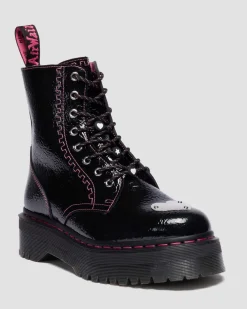 Boots plateformes Jadon en cuir Distressed Patent in Noir