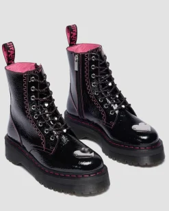 Boots plateformes Jadon en cuir Distressed Patent in Noir