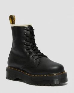 Boots plateformes Jadon en cuir fourrées in Noir