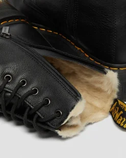 Boots plateformes Jadon en cuir fourrées in Noir