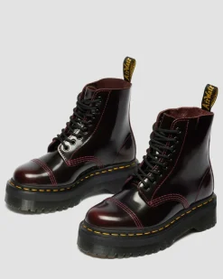 Boots Plateformes Sinclair En Cuir Arcadia in Rouge Cherry Red
