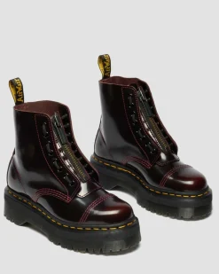 Boots Plateformes Sinclair En Cuir Arcadia in Rouge Cherry Red