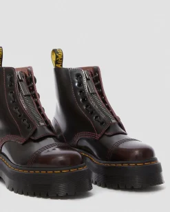 Boots Plateformes Sinclair En Cuir Arcadia in Rouge Cherry Red
