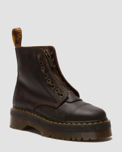 Boots plateformes Sinclair en cuir Crazy Horse in Marron Foncé