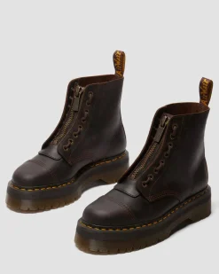 Boots plateformes Sinclair en cuir Crazy Horse in Marron Foncé
