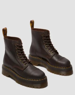 Boots plateformes Sinclair en cuir Crazy Horse in Marron Foncé
