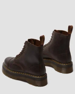 Boots plateformes Sinclair en cuir Crazy Horse in Marron Foncé