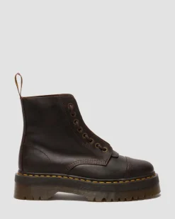 Boots plateformes Sinclair en cuir Crazy Horse in Marron Foncé
