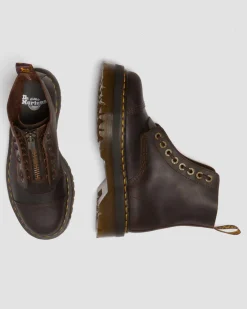 Boots plateformes Sinclair en cuir Crazy Horse in Marron Foncé