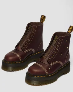 Boots plateformes Sinclair Flower en cuir Grizzly in Marron Foncé