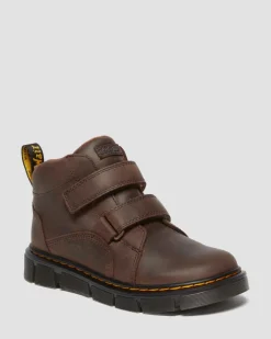 Boots Raffe en cuir Easy-On Junior in Marron Foncé