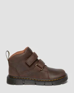Boots Raffe en cuir Easy-On Junior in Marron Foncé
