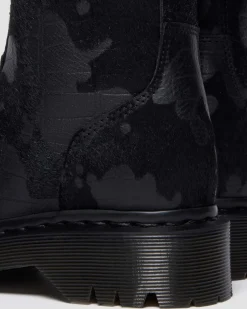 Boots Rejena en cuir Hair On gaufré croco in Noir