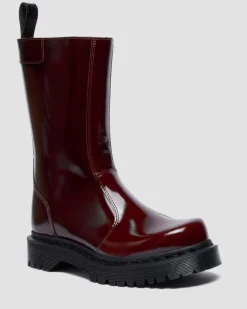 Boots Rejena en cuir Laquered in Rouge Cherry Red