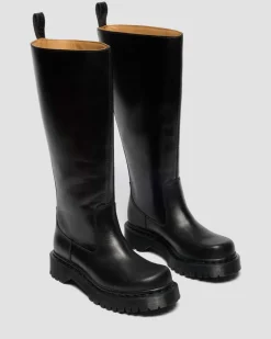 Boots Rejena Hi en cuir Old Harness in Noir