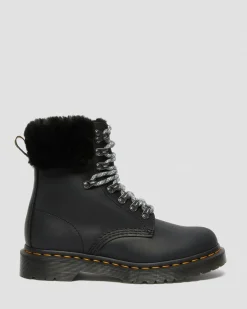 Boots 1460 Serena à Col Doublées de Fourrure Synthétique in Noir