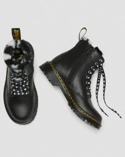 Boots 1460 Serena en Cuir Doublées de Fourrure Synthétique Junior in Noir