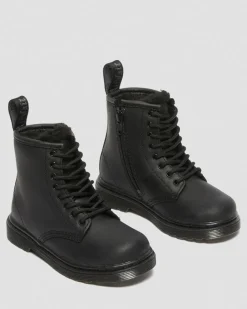Boots 1460 Serena en cuir fourrées pour tout-petit in Noir