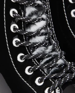 Boots 1460 Serena en cuir Patent Lamper et fourrure synthétique Junior in Noir