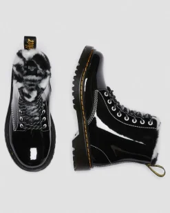 Boots 1460 Serena en cuir Patent Lamper et fourrure synthétique Junior in Noir