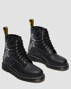 Boots 1460 Solar Flare en cuir reconditionné in Noir & Blanc