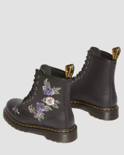 Boots 1460 Vonda Floral en cuir reconditionné in Noir & Blanc