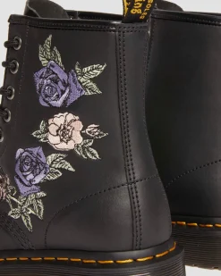 Boots 1460 Vonda Floral en cuir reconditionné in Noir & Blanc
