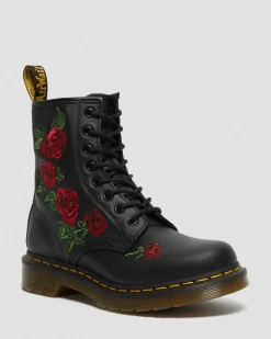 Boots 1460 Vonda Floral Rose en cuir à lacets in Noir